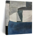Gray, Blue, White with Geometric Shapes "Modern Mosaic" Abstract Painting On Canvas PS1425
