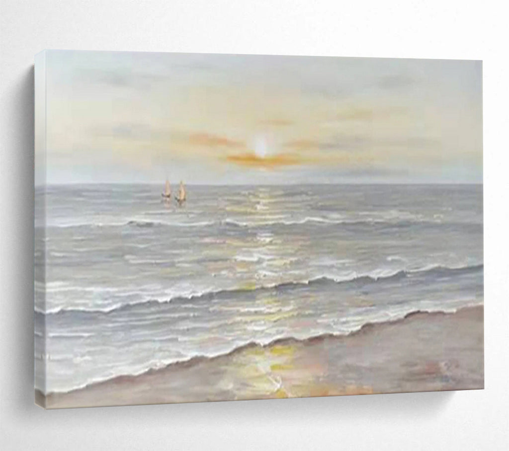 “Serene Sunset Seaside” - Impressionistic Landscape Painting On Canvas PT249
