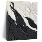 “Mountainous Textures: Black and White Abstract” - Landscape - Inspired Abstract Painting On Canvas DS395