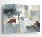 Blue - Gray Abstract with Gold Lines - Luxe Abstract Painting On Canvas DKS352