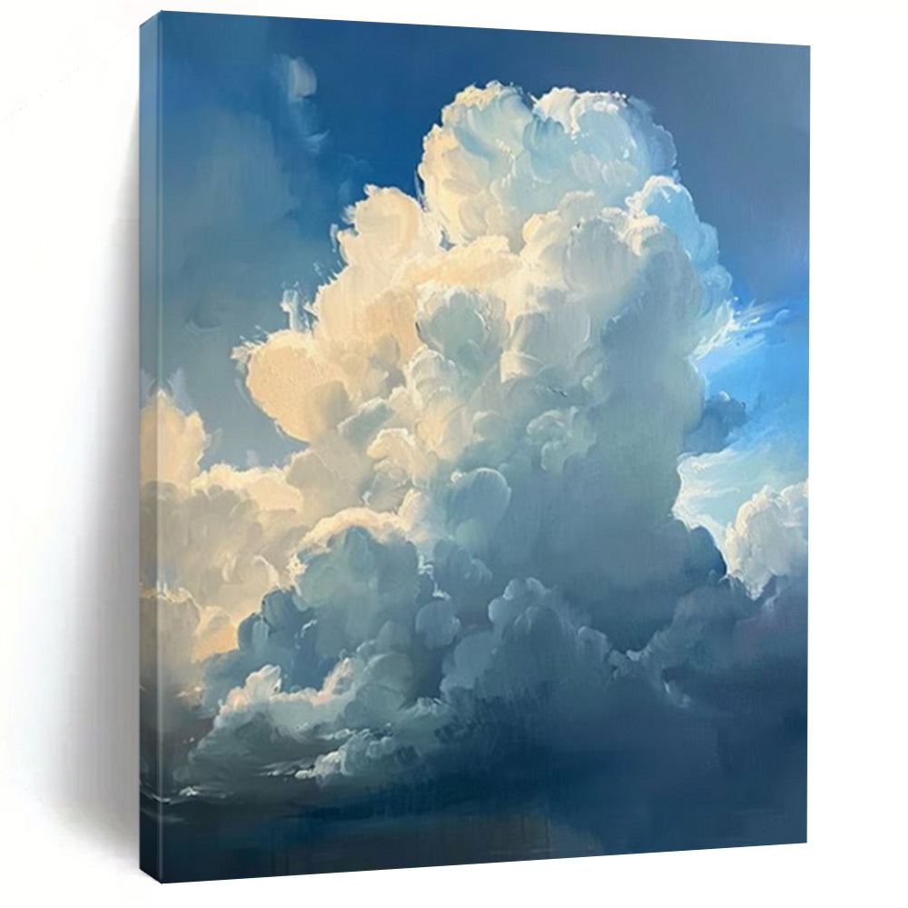 “Blue - White Fluffy Clouds” - Impressionistic Sky Painting On Canvas DS006
