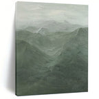“Misty Green Mountain Range” - Landscape, Green - Toned Painting On Canvas PT1497