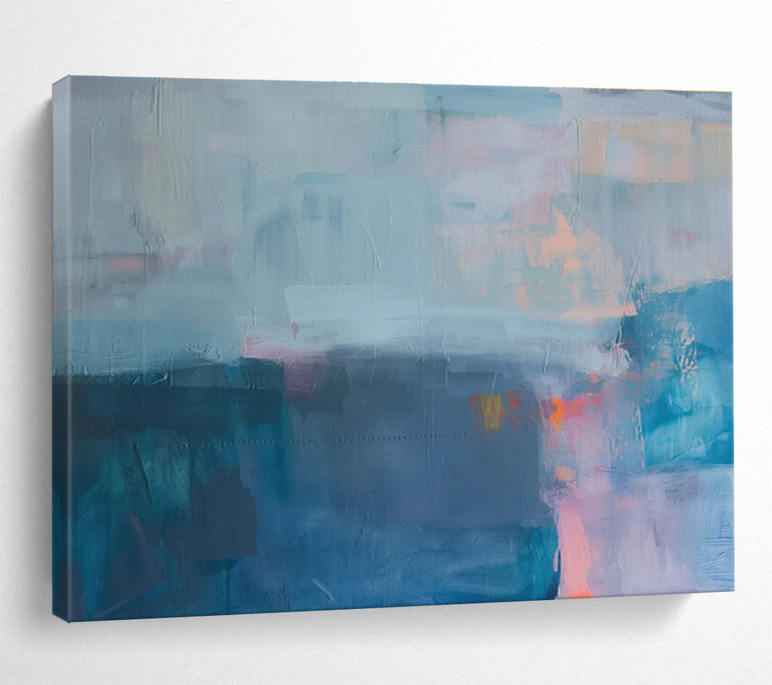 “Cool Blue Abstraction” - Subtle Abstract Painting On Canvas DKS485