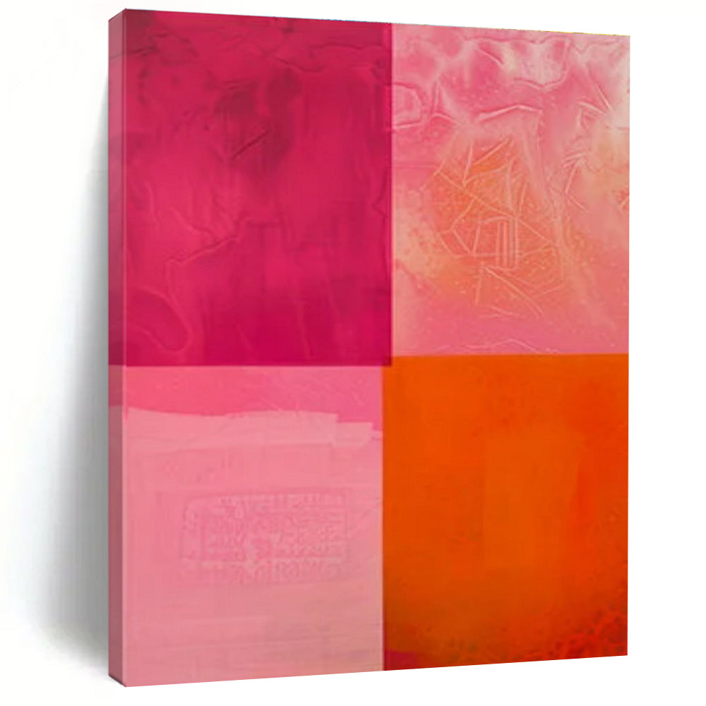 Pink, Purple, Orange with Translucent Squares "Color Wash" Abstract Painting On Canvas PS1479
