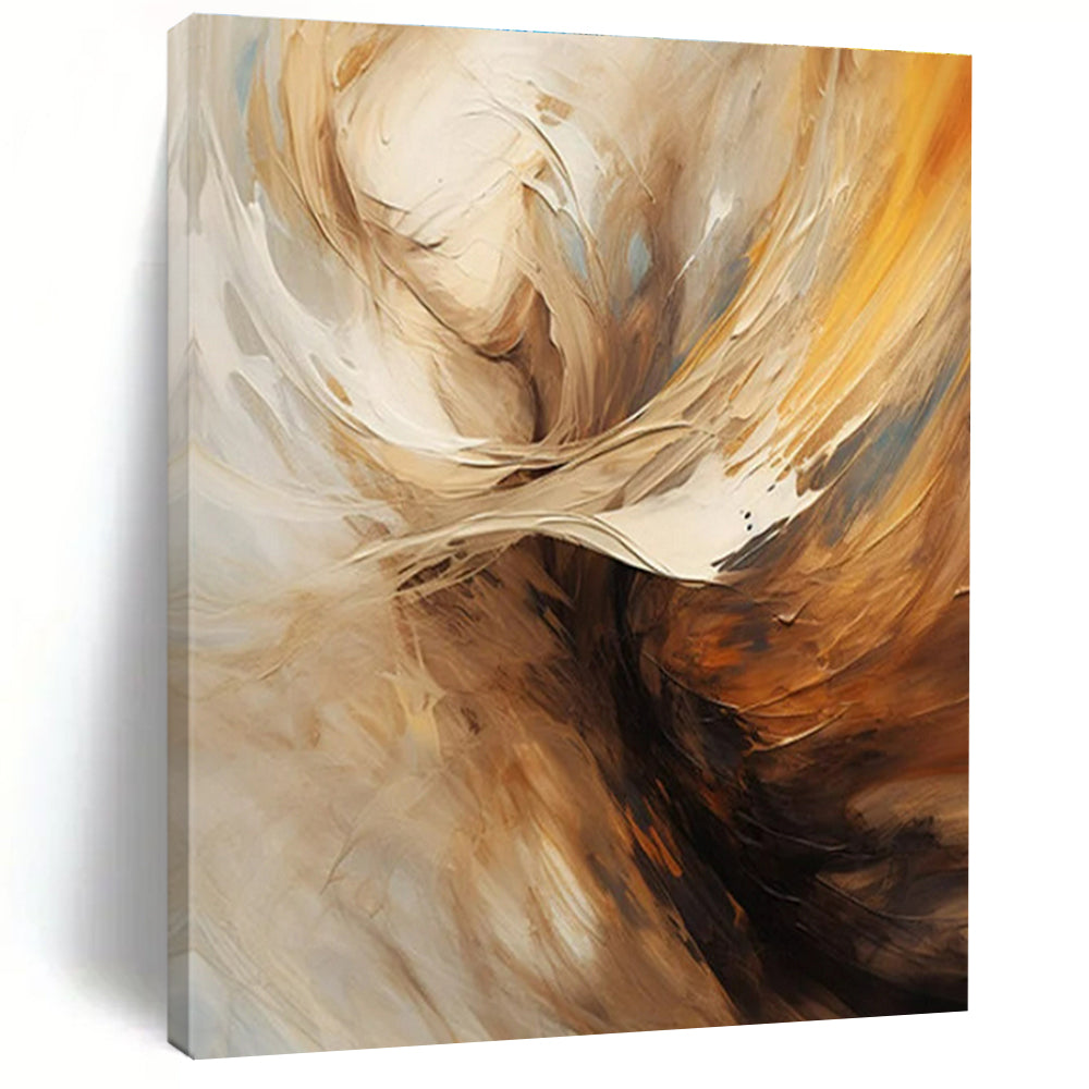 Beige & Brown Abstract Figure Painting On Canvas PS0819