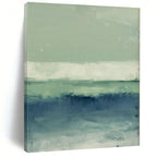 Green, Blue, White with Horizontal Bands "Coastal Layers" Abstract Painting On Canvas PS1378