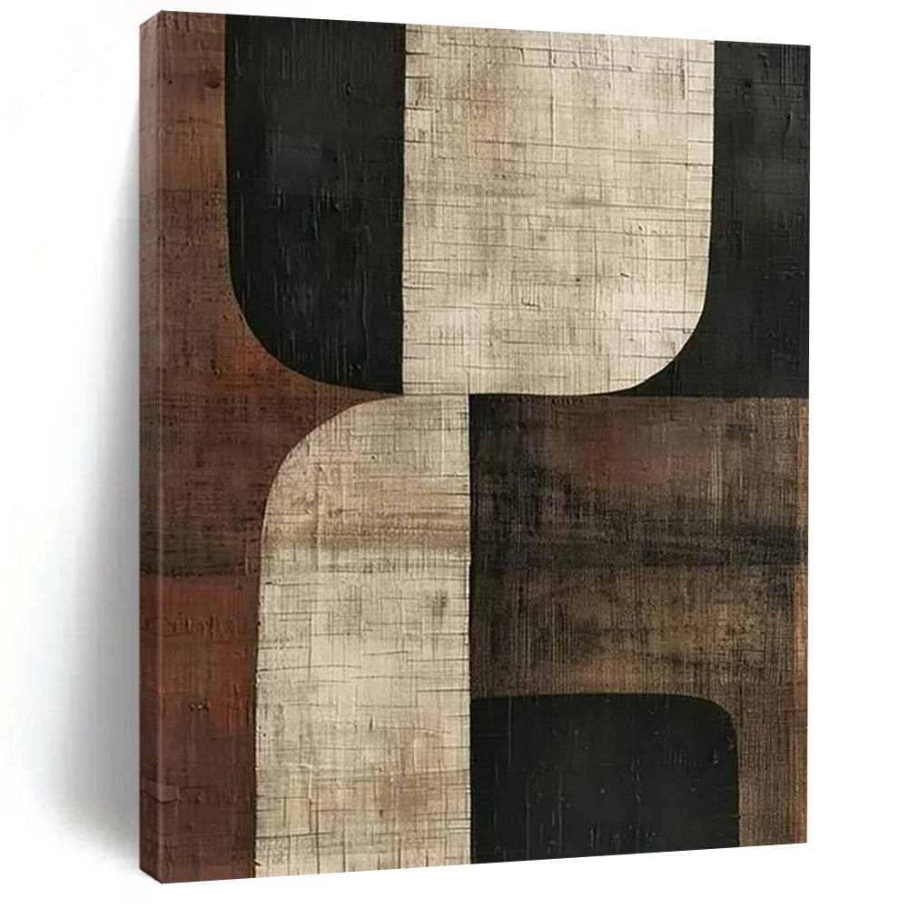 “Brown and Beige Geometric” - Geometric Abstract Painting On Canvas PT2357