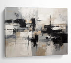 Monochrome Abstract Blocks - Modern Abstract Painting On Canvas DKS335