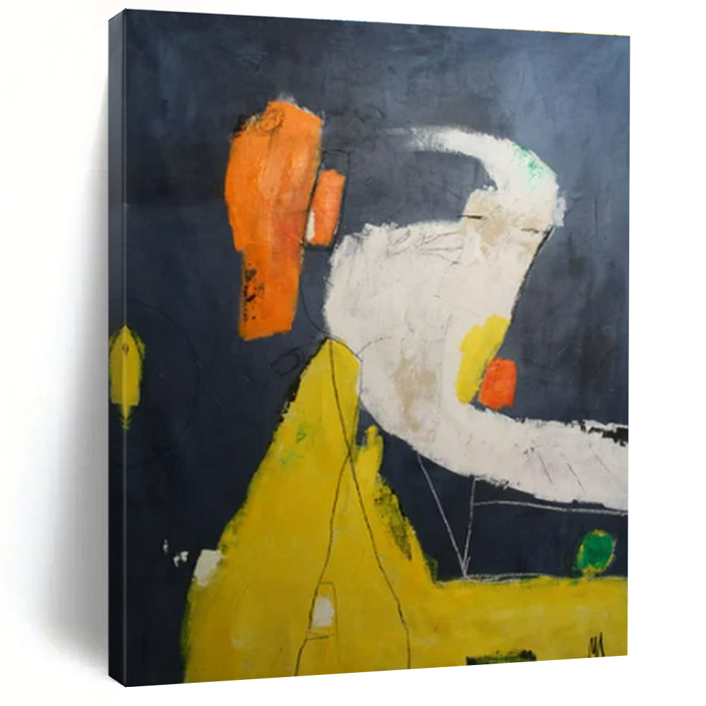 Dark Background, Bright Shapes "Night Playground" Abstract Painting On Canvas PS1412