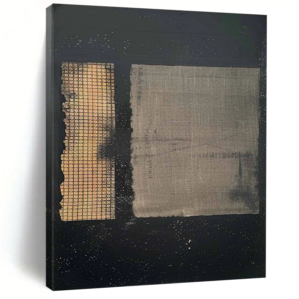“Black & Grey Textured Abstract” - Subtle Abstract Painting On Canvas DS307