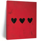 Red and Black Hearts, "Love Marks" – Minimalist Abstract Painting On Canvas PS0950