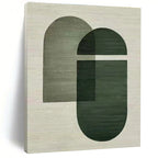 “Green Geometric Overlap” - Green, Light - colored Abstract Geometric Painting PS0594