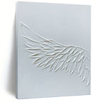 “White Textured Wing” - White, Sculptural Abstract Painting On Canvas PT1485