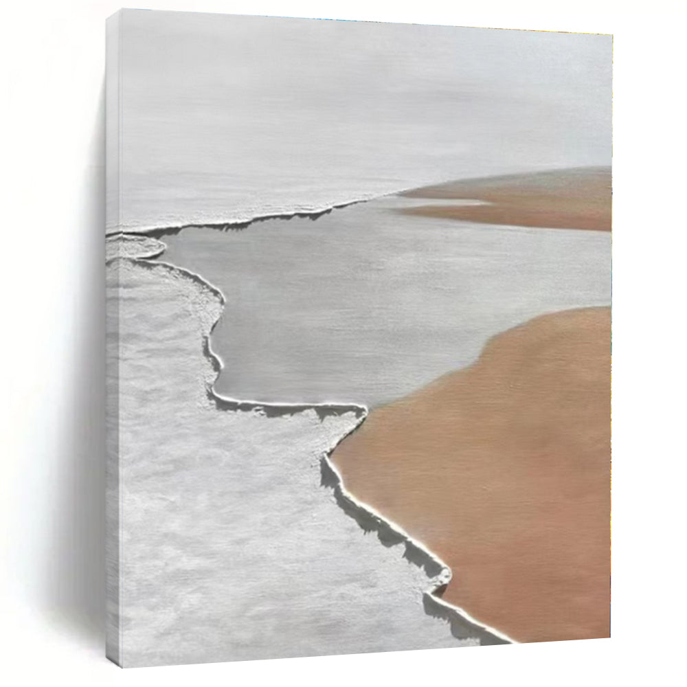 “White & Brown Minimalist Shapes” - Minimalist Abstract Painting On Canvas PS0406
