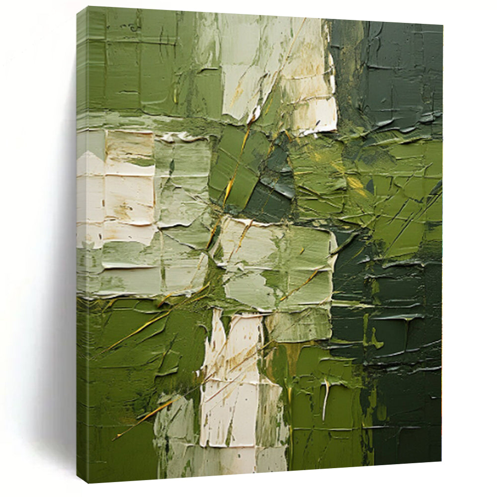 “Textured Green Abstract” - Impasto Abstract Painting On Canvas PS0187