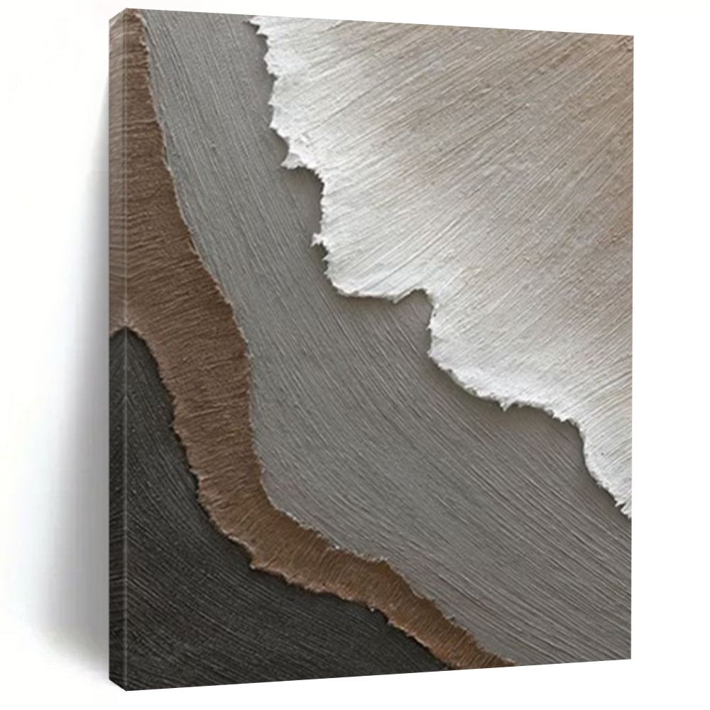 “Neutral Textured Layers - Earthy Tones & Ripped Paper Effects” Painting On Canvas DS269