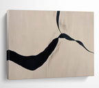 “Black Ribbon Abstract on Beige” - Abstract Painting on Canvas, For Living Room & Studio DKS589