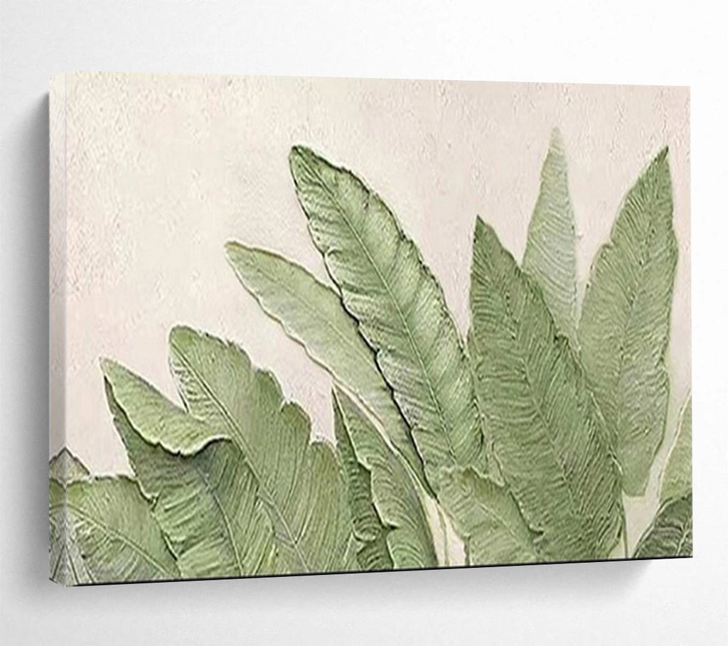 “Green Leaf Textures” - Natural Green “Botanical Touch” Painting On Canvas PT1652