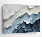 Blue & White Textured Mountain Abstract Painting On Canvas DKS049