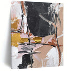 “Pink - Gold - Black Abstract Textures” - Pink, Gold, Black, White Abstract Textured Painting On Canvas PS0560