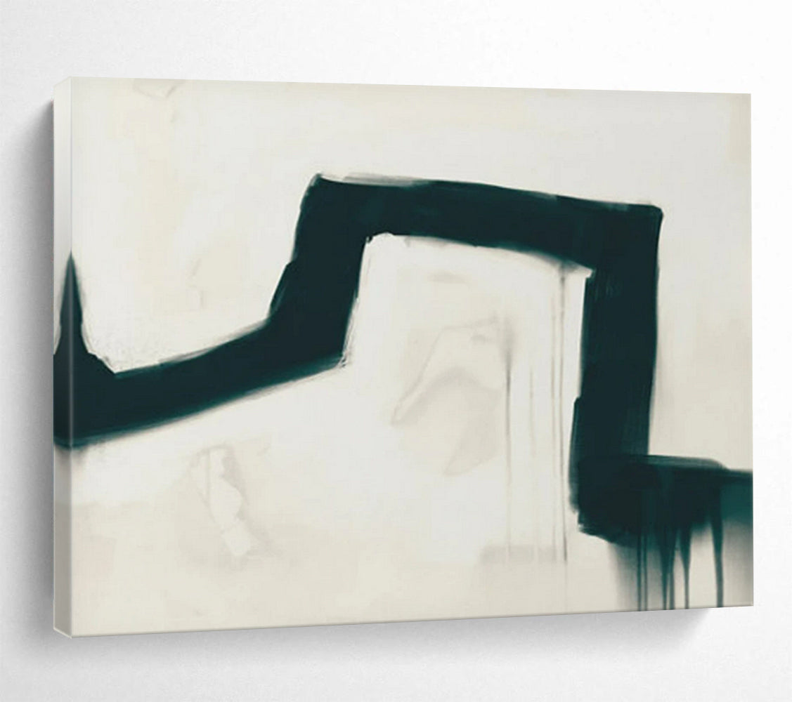 “Bold Black Curved Strokes” - Abstract Expressionist - Painting On Canvas PT1790