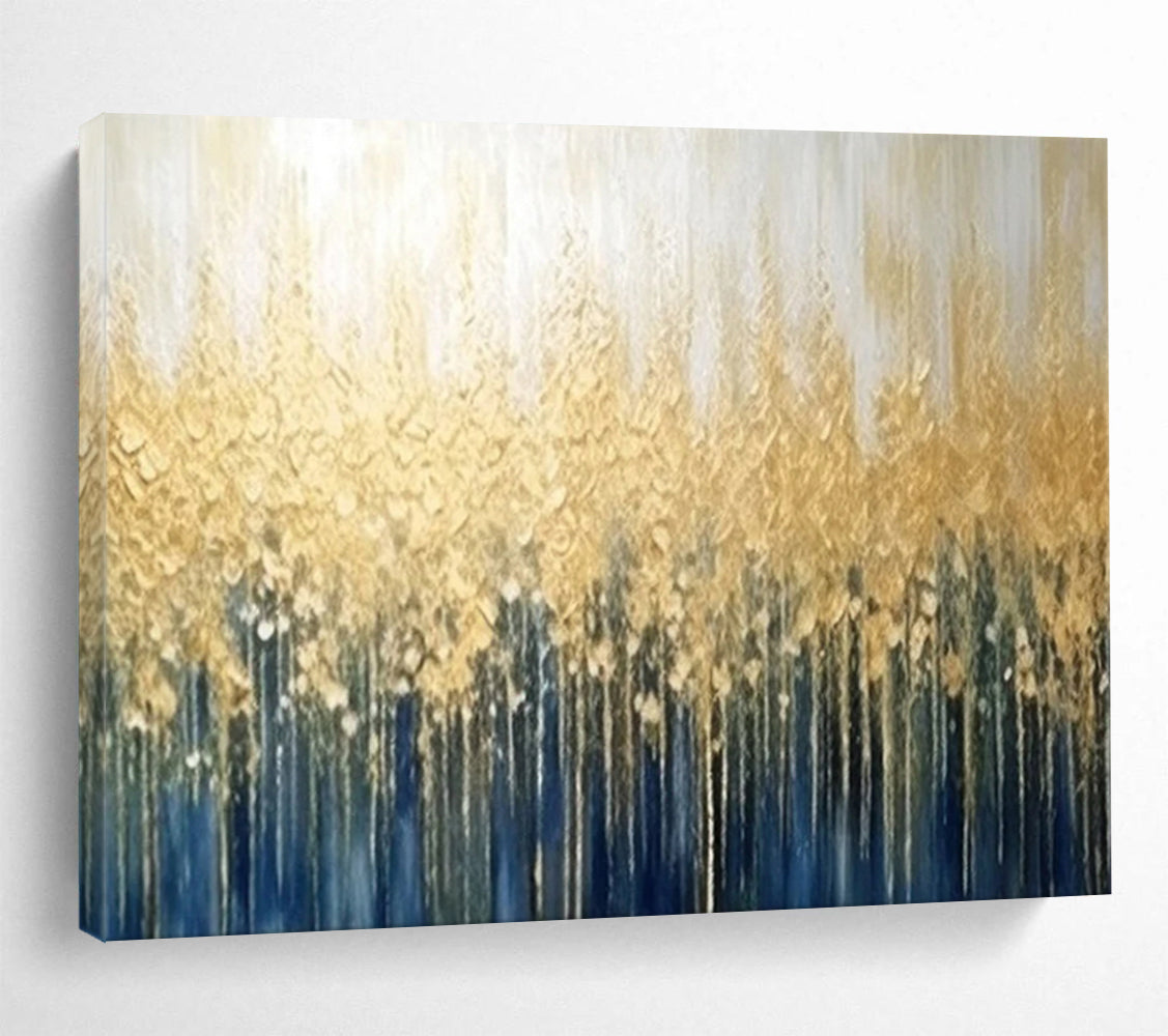 “Golden Forest Silhouette” - Metallic Landscape Painting On Canvas PT052