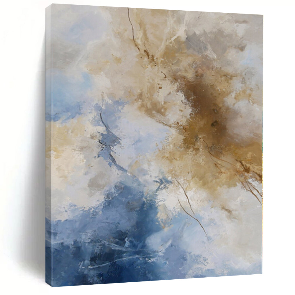 “Blue - Beige Abstract with Delicate Lines” - Serene Abstract Painting On Canvas PS0260