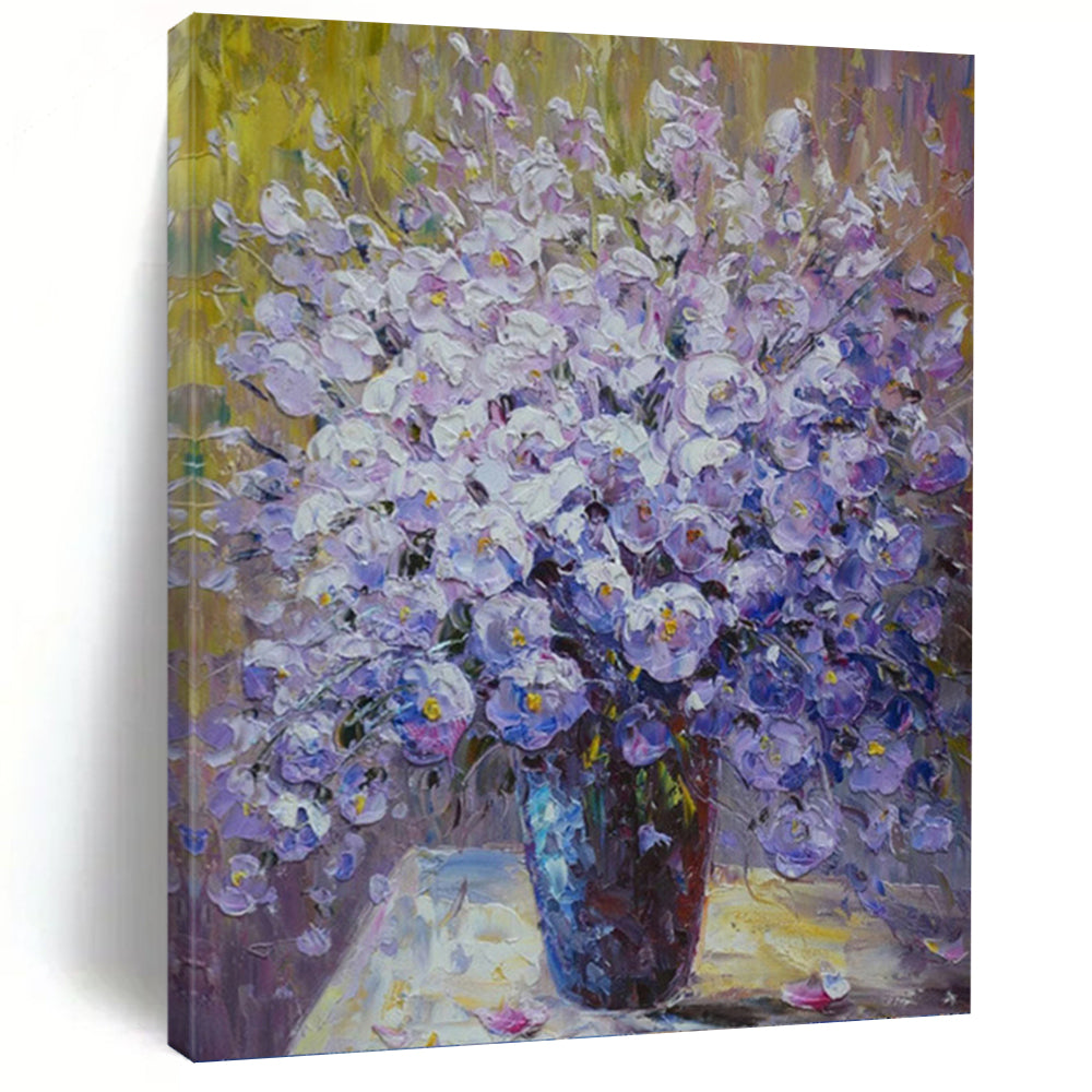 “Purple - Blue Flower Bouquet” - Impressionist Floral Painting On Canvas PT1346