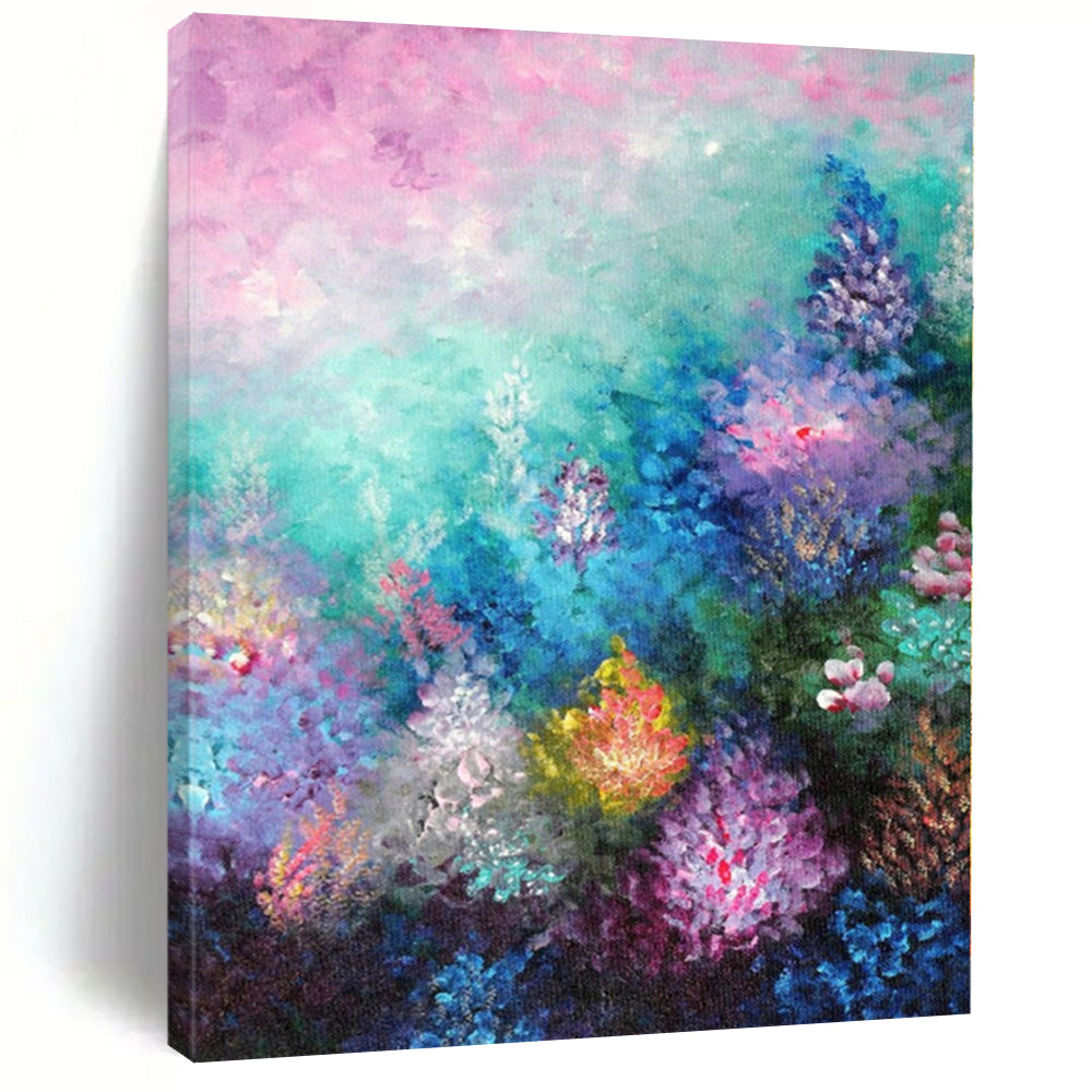 “Colorful Floral Abstract” - Impressionistic Abstract Painting On Canvas PS0065
