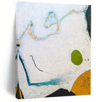 “White - Blue Abstract with Orange & Green” - Whimsical Abstract Painting On Canvas PT1110