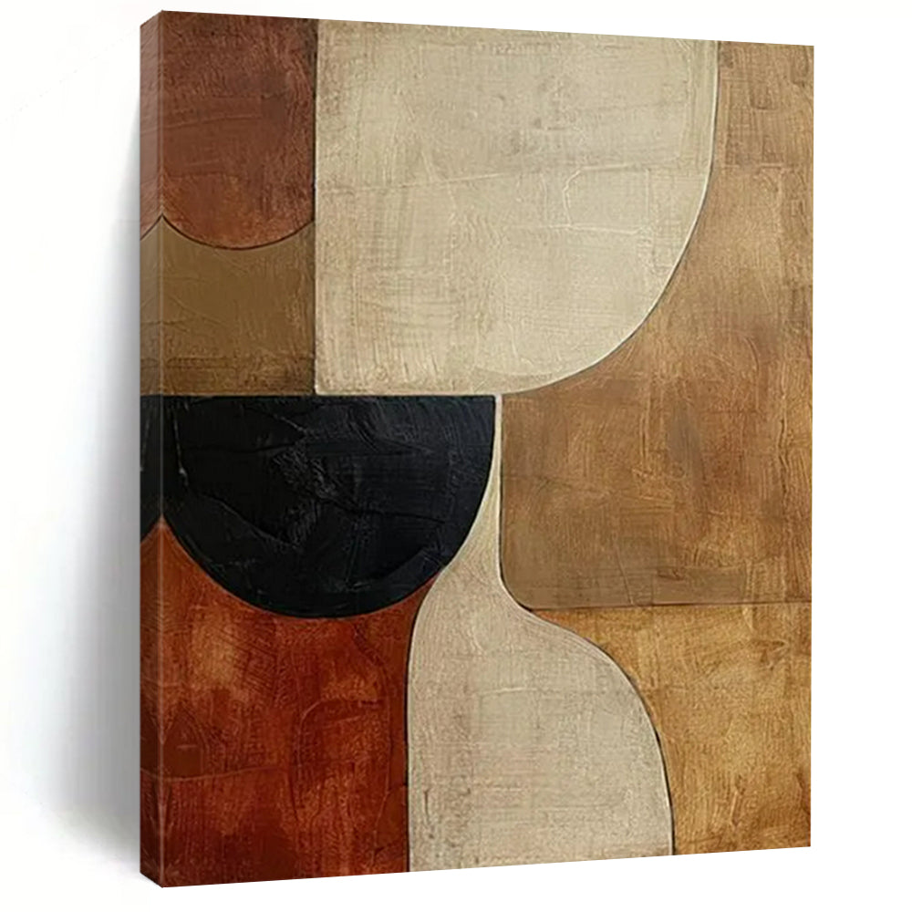 “Earth - Toned Geometric Shapes” - Geometric Abstract Painting On Canvas PT2365