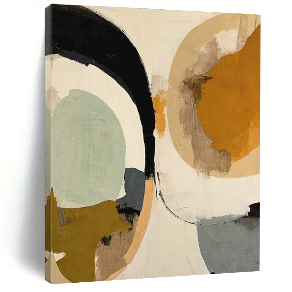 “Earth - Tone Abstract Circles” - Earth Tones, Neutral Tones Abstract Geometric Painting On Canvas PS0741