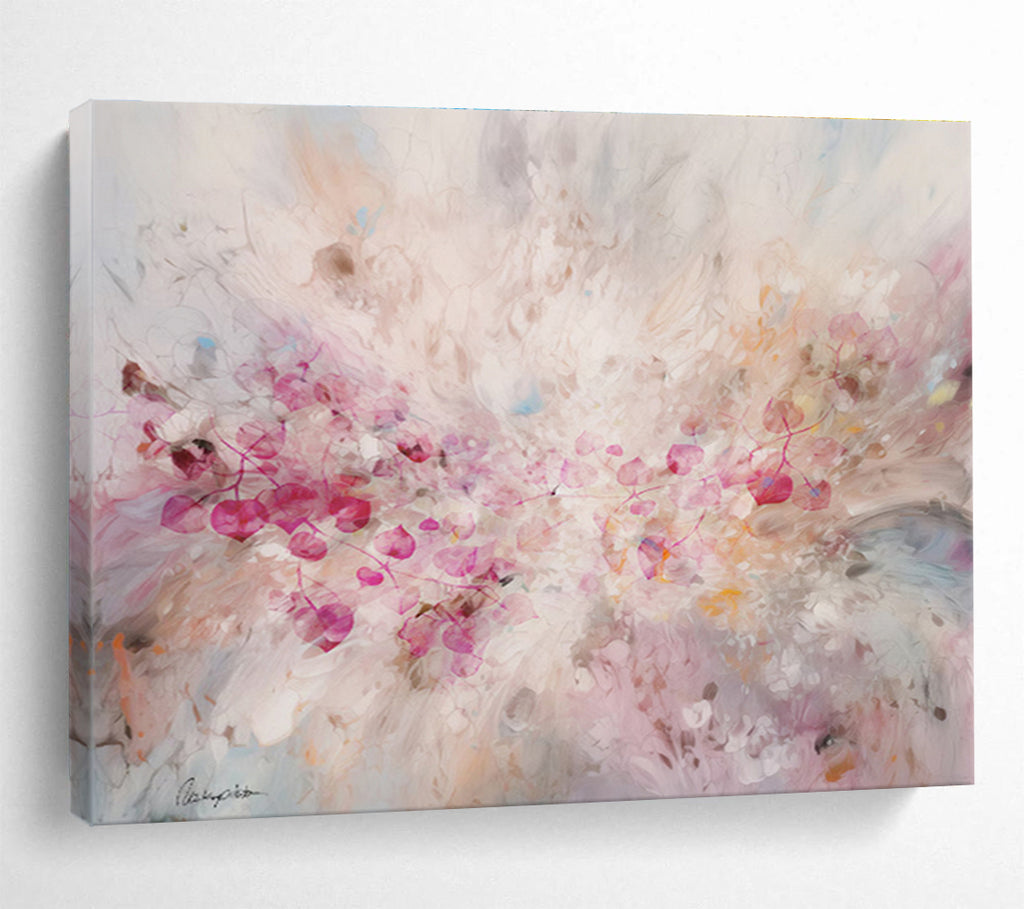 “Blush - Toned Floral Burst” - Floral Painting On Canvas DKS533