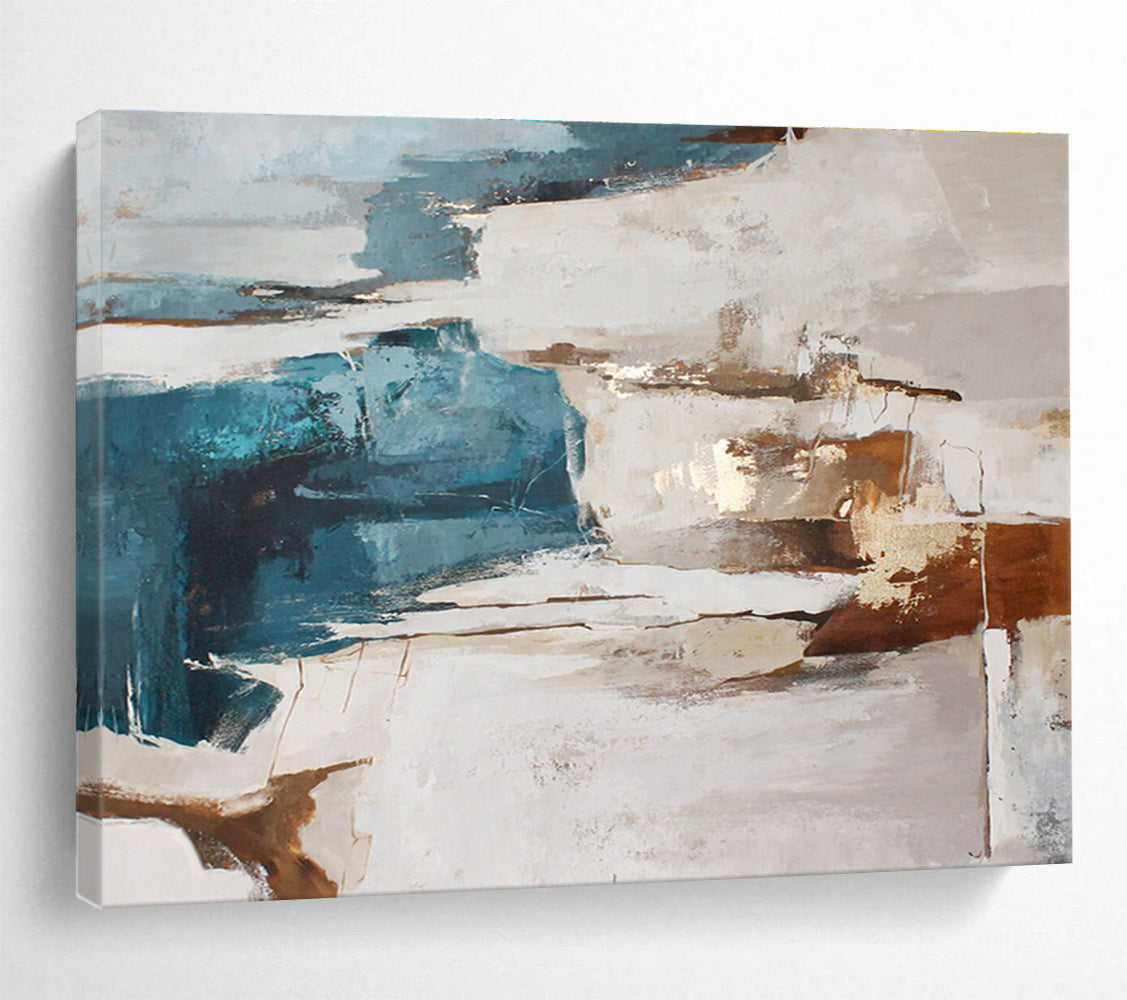 “Teal And Earthy Abstract” - Abstract Painting On Canvas DKS520
