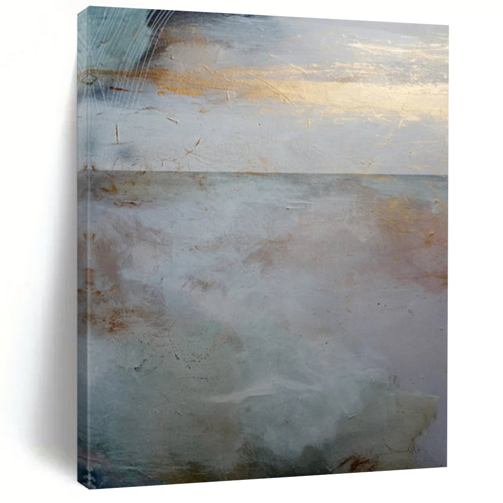 “Ethereal Coastal Horizon” - Soft Tones & Subtle Textures Painting On Canvas DS173
