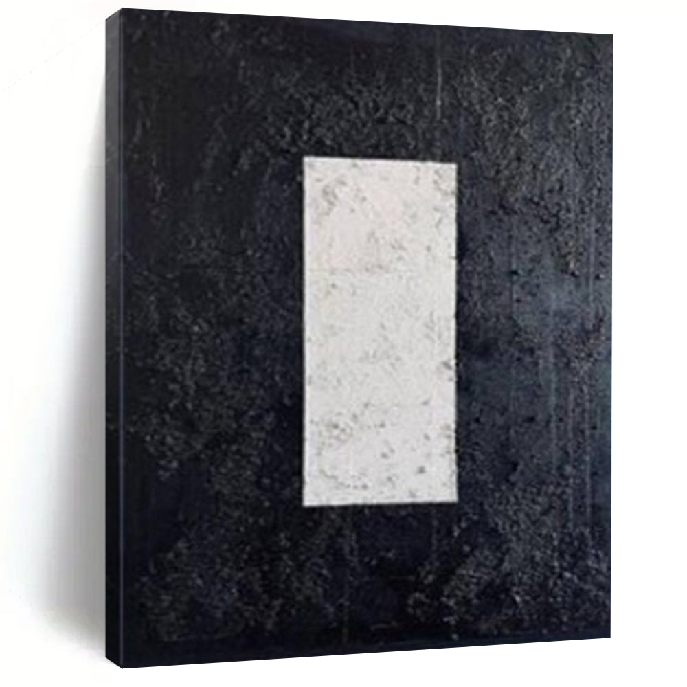 Textured Black and White Rectangles "Subtle Strength" Abstract Painting On Canvas PS1078