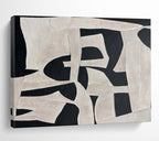 Black and White Geometric Shapes Abstract Painting On Canvas DKS091