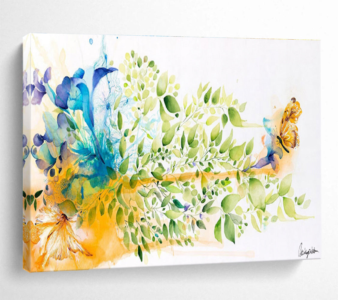 “Colorful Floral And Butterfly” - Watercolor Painting On Paper DKS537
