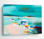 Bright Coastal Abstract Painting On Canvas DKS058