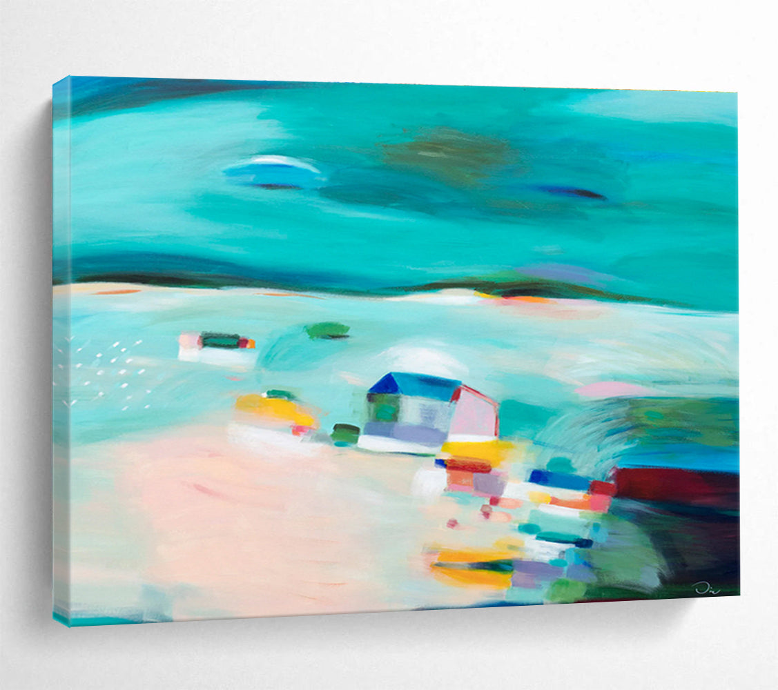 Bright Coastal Abstract Painting On Canvas DKS058