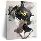 “Black - Gold - Purple Luxe Abstraction” - Black, Gold, Purple, Gray Abstract Painting On Canvas PS0511