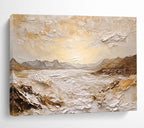 “Textured Golden Horizon” - Impasto Landscape Painting On Canvas DKS458