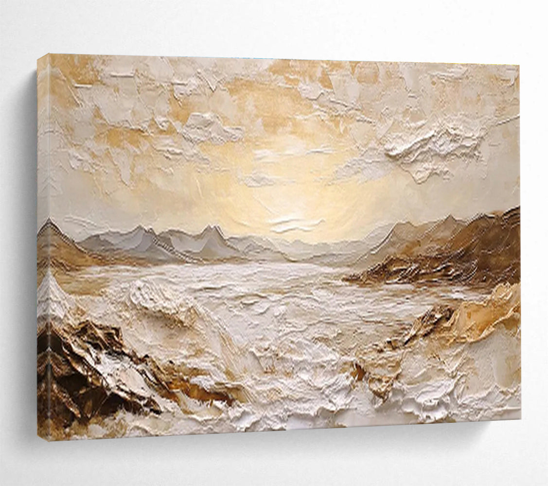 “Textured Golden Horizon” - Impasto Landscape Painting On Canvas DKS458