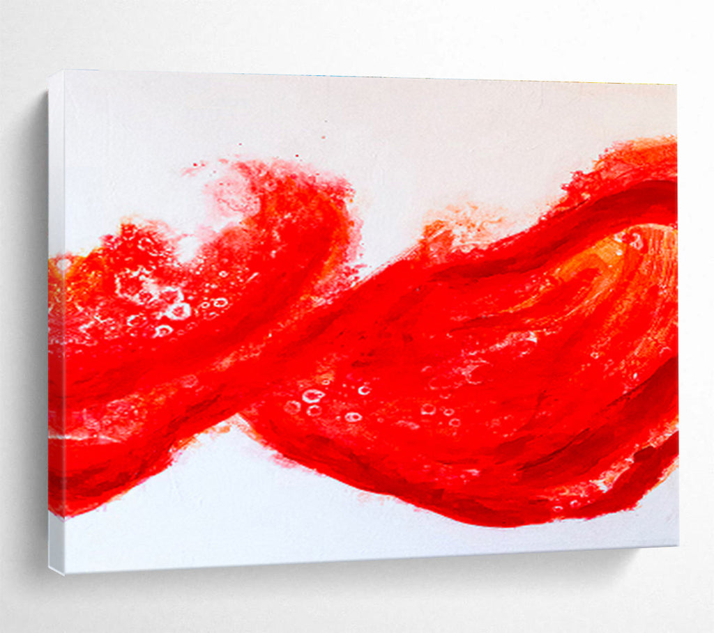 “Dynamic Red Abstract Wave” - Abstract Painting On Canvas DKS569