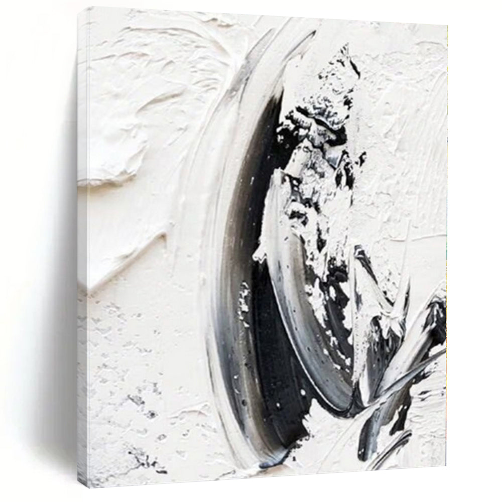 “Subtle Black - White Abstract Swirls” - Minimalist Abstract Painting On Canvas PS0242