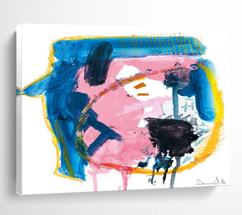 “Colorful Abstract Face - Like Shapes” - Whimsical Abstract Painting On Canvas PT117