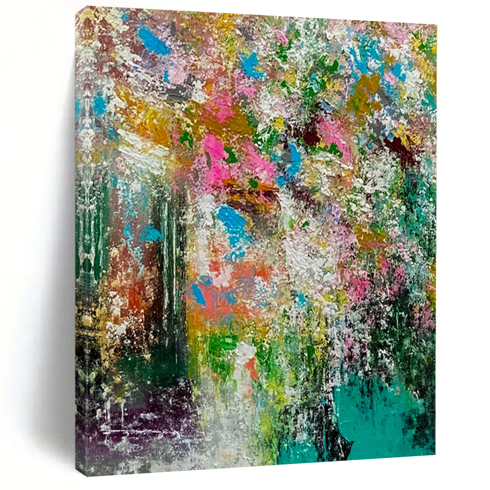 Repeated Colorful Chaos - Vibrant Duplicate Abstract Splatter Painting On Canvas PS1227