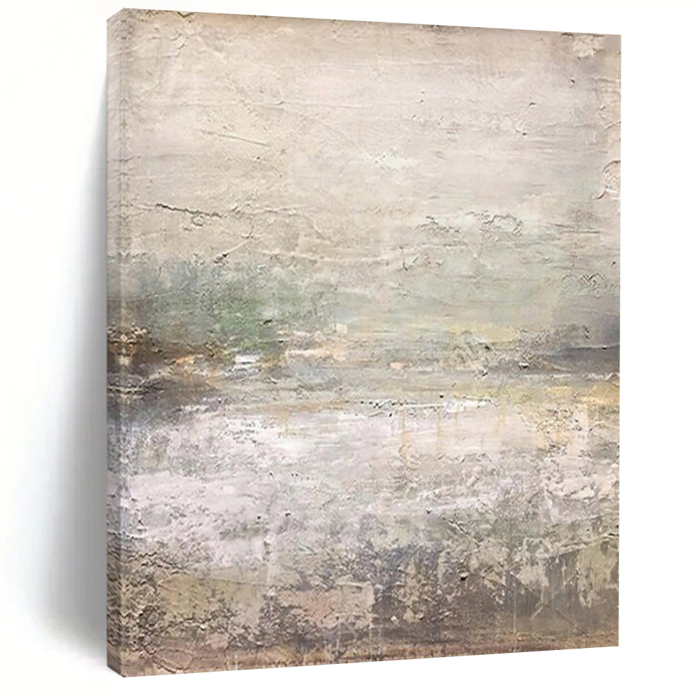 Gray, Green, and Brown Textured, "Subtle Wilderness" – Textured Abstract Painting On Canvas PS0970