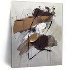 Brown - Black - White Abstract Composition, Influenced by Franz Kline's Style, Painting On Canvas PT2084