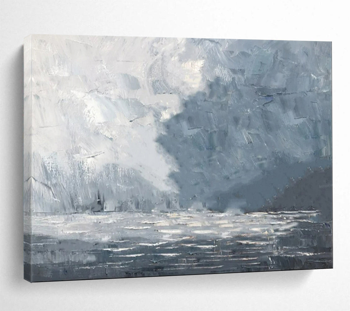 “Gray - Toned Stormy Seas” - Dramatic - Seaside Painting On Canvas PT1550